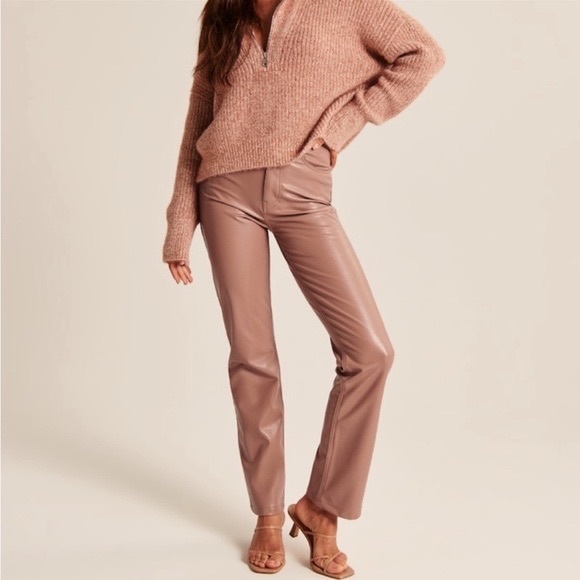 Abercrombie & Fitch Vegan Leather 90’s Straight Pant - Picture 1 of 3